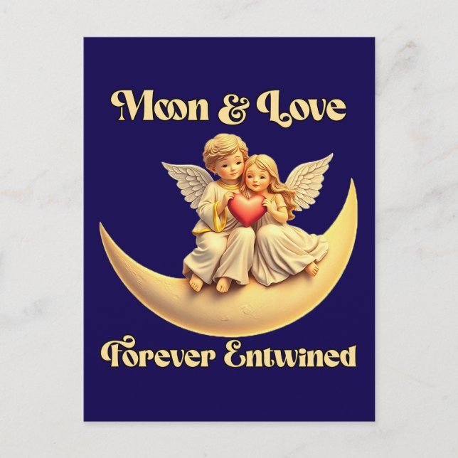 Eternal Love on a Crescent Moon Holiday Postcard (Front)