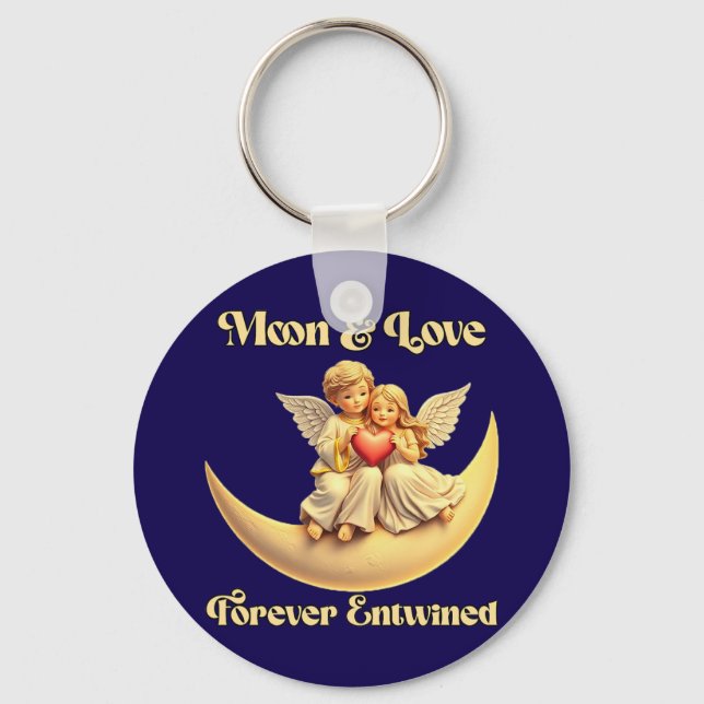 Eternal Love on a Crescent Moon Key Ring (Front)