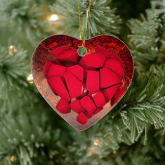 "Eternal Love: Ornate Heart Design." Ceramic Tree Decoration