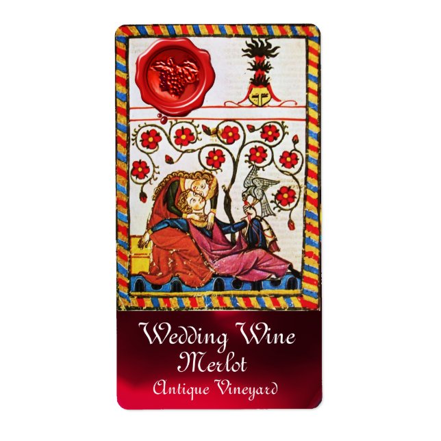 ETERNAL LOVE, RED WAX SEAL Wedding Wine (Front)