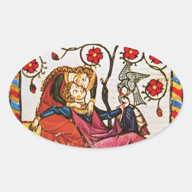 ETERNAL LOVE VALENTINE'S DAY OVAL PARCHMENT OVAL STICKER (Front)