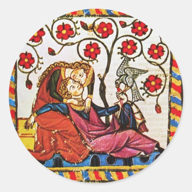 ETERNAL LOVE VALENTINE'S DAY PARCHMENT CLASSIC ROUND STICKER (Front)