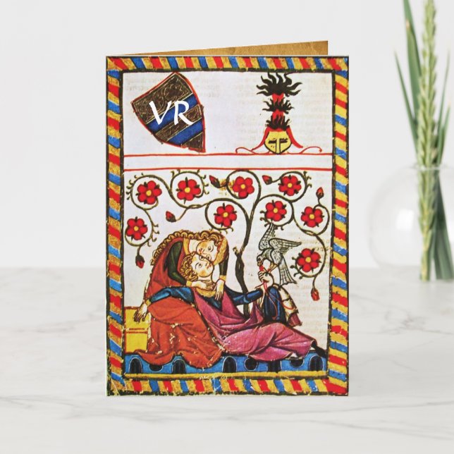 ETERNAL LOVE VALENTINE'S DAY PARCHMENT MONOGRAM HOLIDAY CARD (Front)