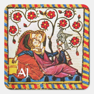 ETERNAL LOVE VALENTINE'S DAY PARCHMENT SQUARE STICKER