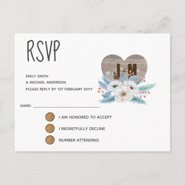 Eternal Love Wedding RSVP Card White Flower (Front)