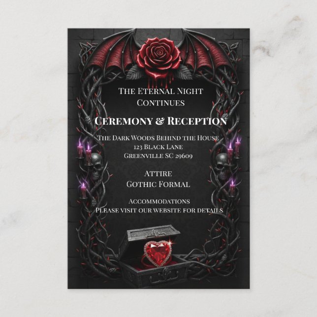 Eternal Night Gothic Vampire Wedding Dark Romance Enclosure Card (Front)