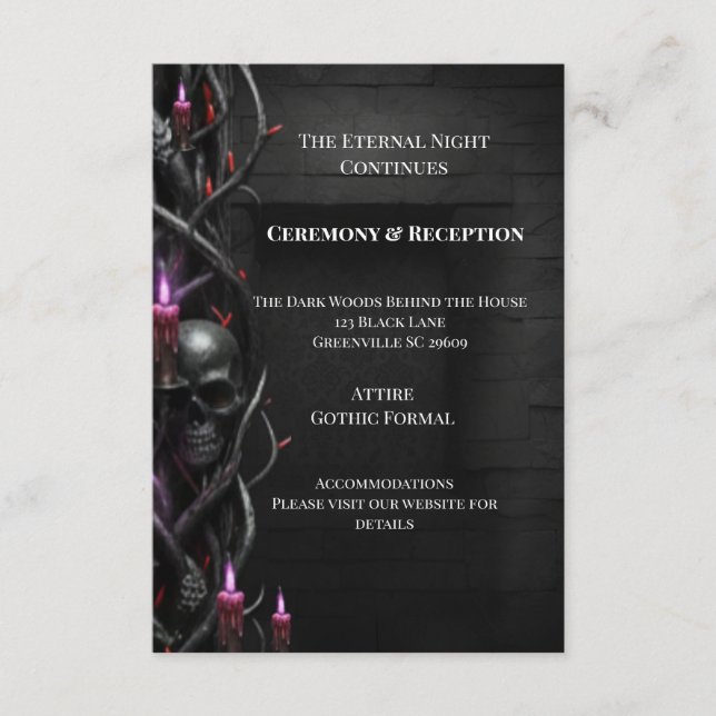 Eternal Night Gothic Vampire Wedding Dark Romance Enclosure Card (Front)
