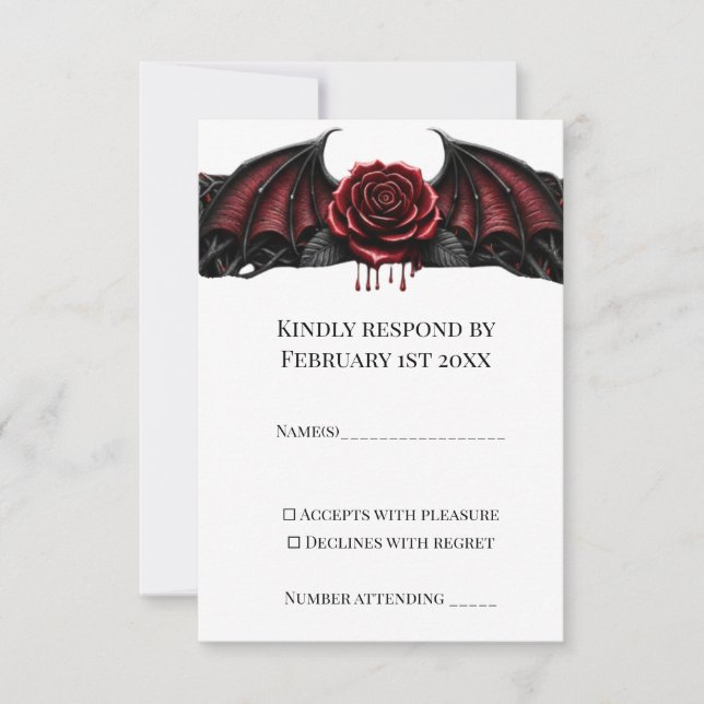 Eternal Night Gothic Vampire Wedding Dark Romance  RSVP Card (Front)
