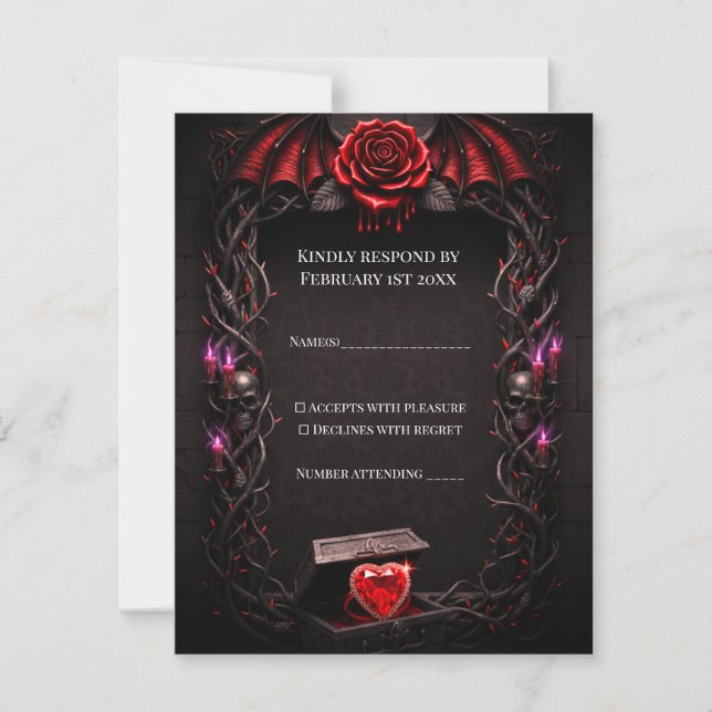 Eternal Night Gothic Vampire Wedding Dark Romance  RSVP Card (Front)