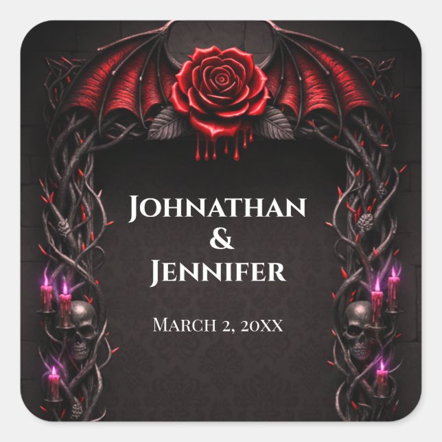Eternal Night Gothic Vampire Wedding Dark Romance  Square Sticker (Front)