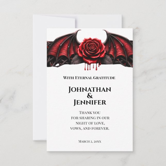 Eternal Night Gothic Vampire Wedding Dark Romance  Thank You Card (Front)