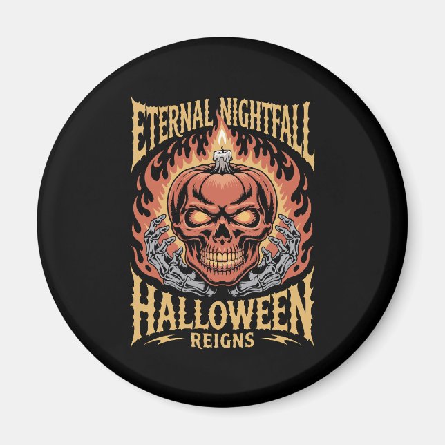 Eternal Nightfall Halloween Skull Pumpkin Magnet (Front)