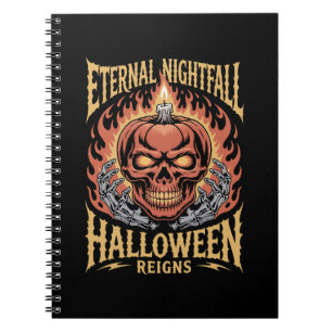 Eternal Nightfall Halloween Skull Pumpkin Notebook
