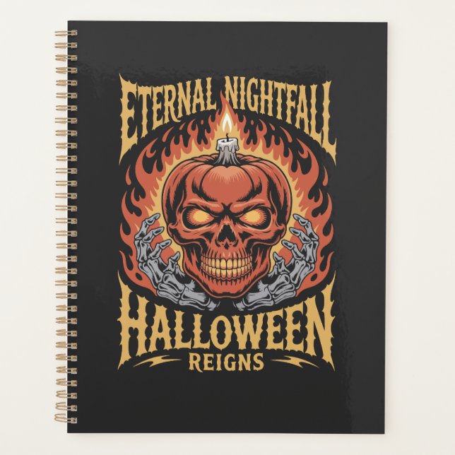 Eternal Nightfall Halloween Skull Pumpkin Planner (Front)