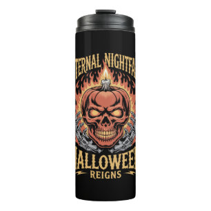 Eternal Nightfall Halloween Skull Pumpkin Thermal Tumbler