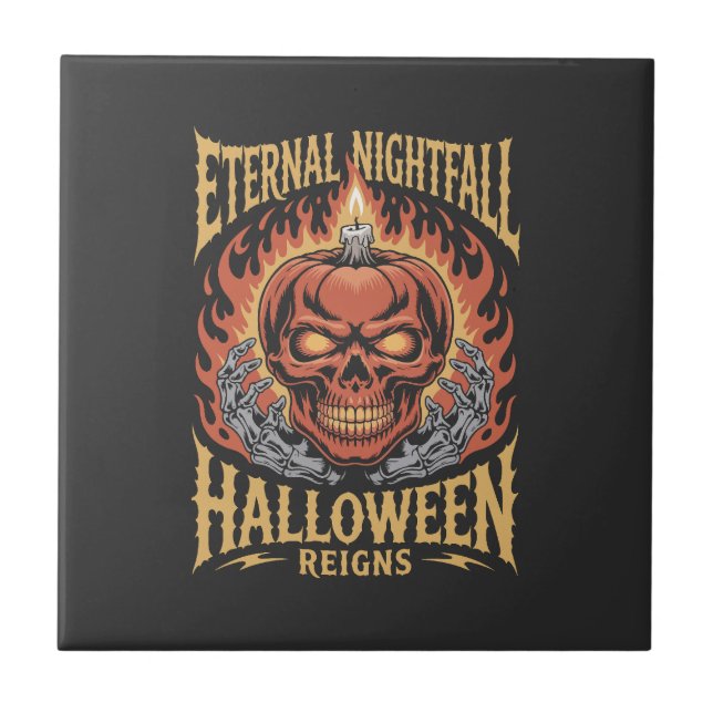 Eternal Nightfall Halloween Skull Pumpkin Tile (Front)