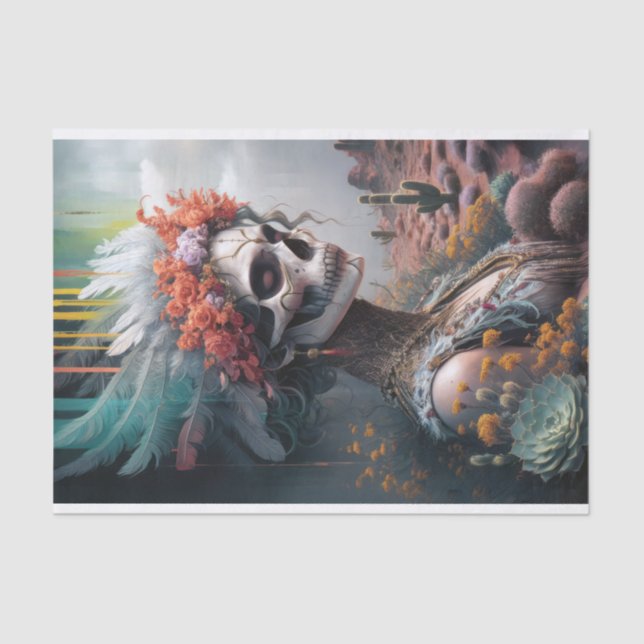 Eternal Princess Warrior, Native American Skull Tissue Paper (Front)