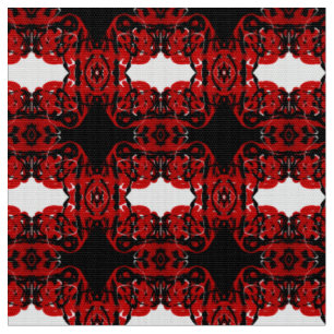 Eternal Red Abstract Acrylic Paint Pour Fluid Art Fabric