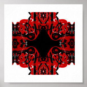 Eternal Red Abstract Acrylic Paint Pour Fluid Art Poster