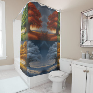 Eternal Seasons Tree – Artistic Four-Season Nature Shower Curtain