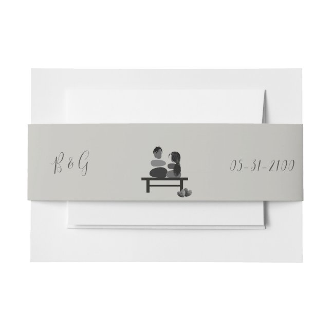 Eternal Stone couple Boho wedding  Invitation Belly Band (Front Example)