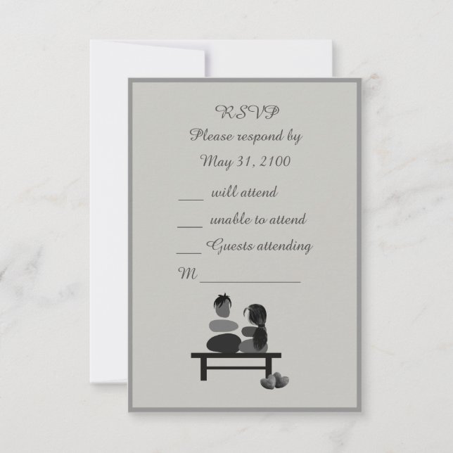 Eternal Stone couple Boho wedding  RSVP Card (Front)