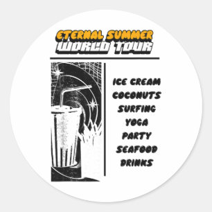 Eternal Summer - Ice Cream Coconuts Surfing Yoga ( Classic Round Sticker