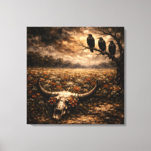 Eternal Watch: Raven’s Meadow & Stormy Skies Canvas Print