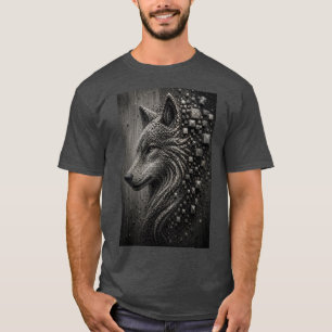 Eternal Wolf   Abstract 3D Micro Mosaic Wolf  T-Shirt