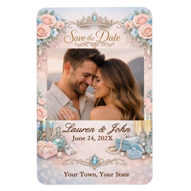 Eternally Majestic Photo Save Date Wedding Magnet (Vertical)