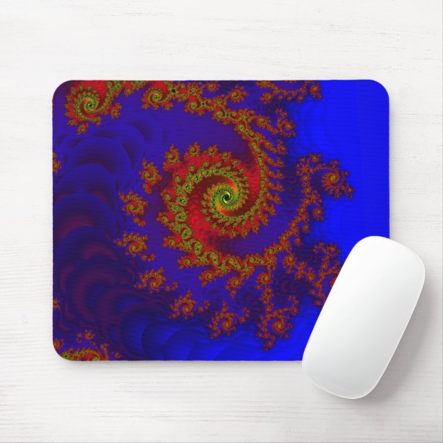 Eternity | Blue and Red Fractal Art Mouse Mat (With Mouse)