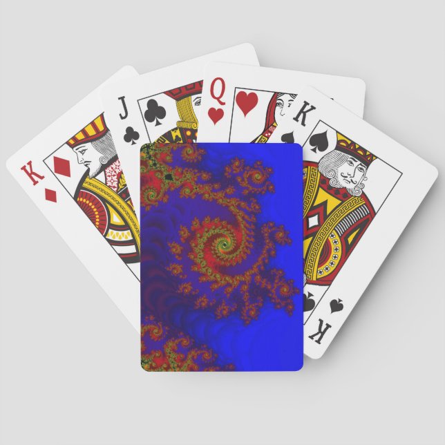 Eternity | Blue and Red Fractal Art Playing Cards (Back)