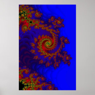 Eternity   Blue and Red Fractal Art Poster