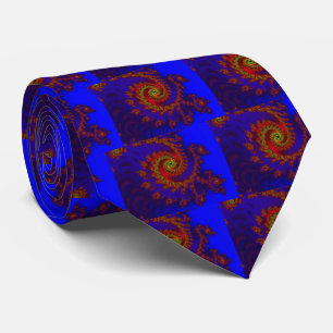Eternity Blue and Red Fractal Art Tie