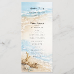 Eterntal Tides Coastal Watercolor Beach Wedding Menu