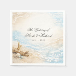 Eterntal Tides Coastal Watercolor Beach Wedding Napkin