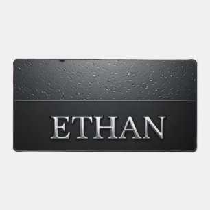 Ethan Chrome Nameplate With Liquid Metal Drips Desk Mat