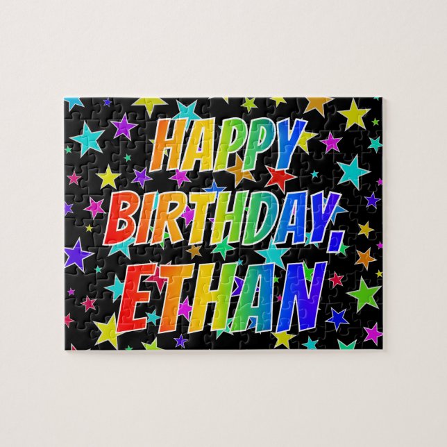 "ETHAN" First Name, Fun "HAPPY BIRTHDAY" Jigsaw Puzzle (Horizontal)