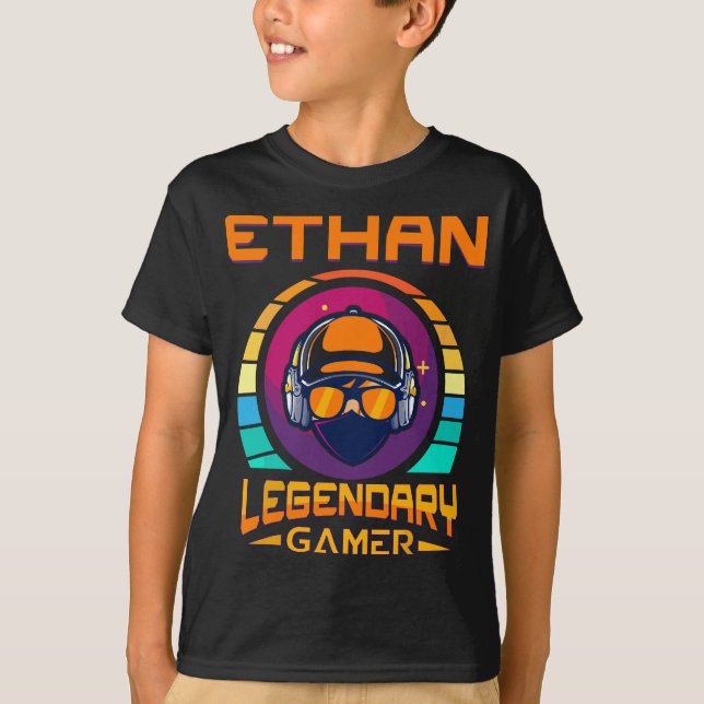 Ethan Legendary Gamer - Personalised Name Gift T-Shirt (Front)