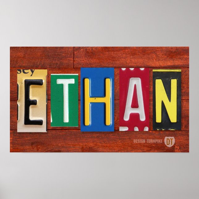 ETHAN License Plate Letter Name Custom Sign (Front)