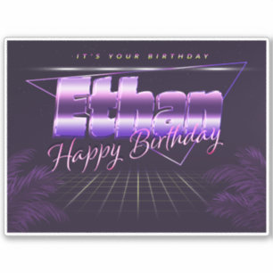 Ethan Name First Name lila retro Sticker Birthday