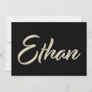 Ethan Name white gold Handwriting Card