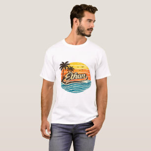 Ethan Retro Sunset Name Design T-Shirt