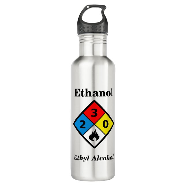 Ethanol MSDS Warning 710 Ml Water Bottle (Front)