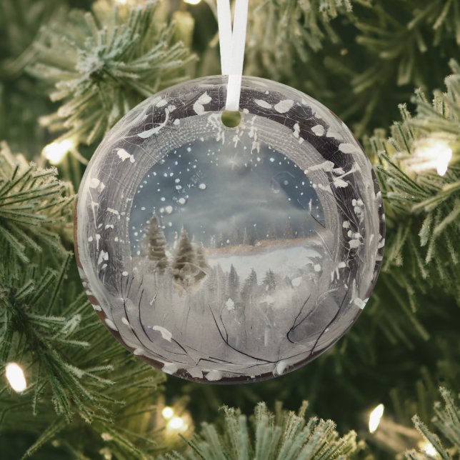 Ethereal 3D Look Winter Scene Glass Ornament (Insitu)