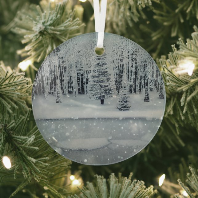 Ethereal 3D Look Winter Scene Glass Ornament (Insitu)
