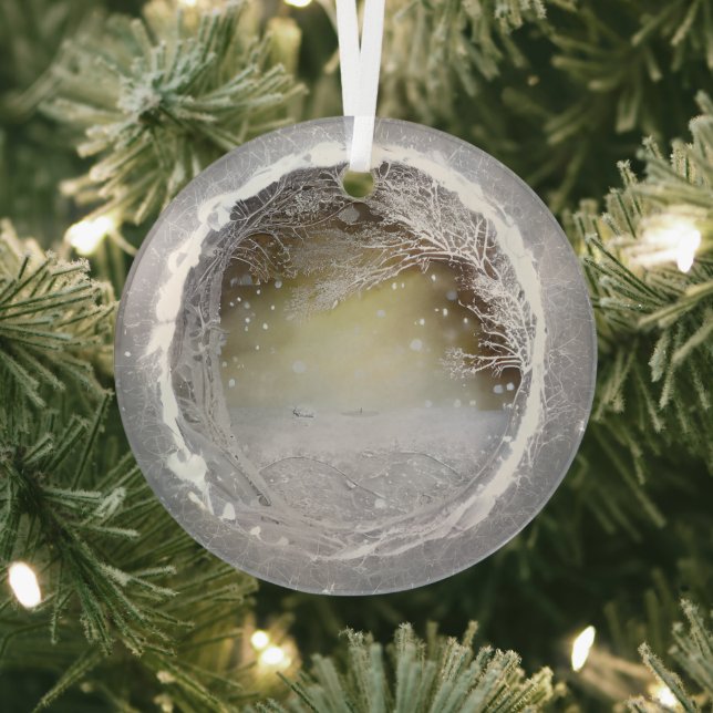 Ethereal 3D Look Winter Scene  Glass Tree Decoration (Insitu)