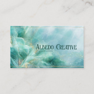 Ethereal Abstract Floral Teal and Gold Business Card