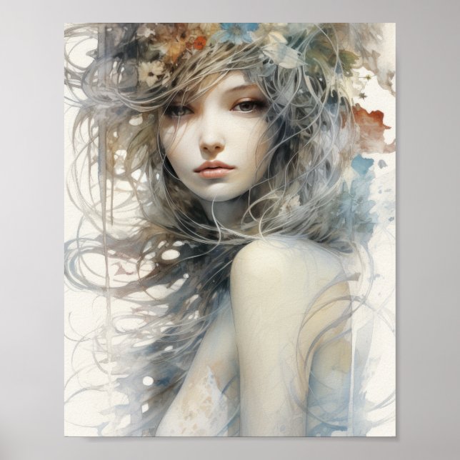 Ethereal Abstract Watercolor Line Art Poster - Ins (Front)