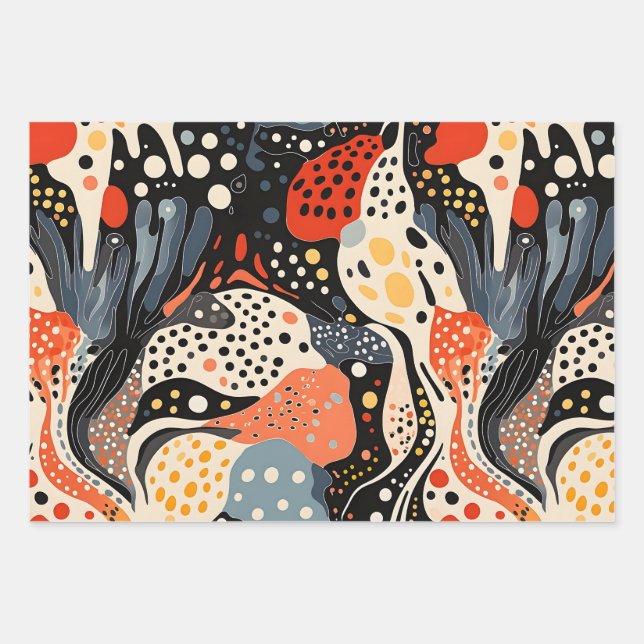 Ethereal Abstractions: Mesmerising Pattern Wrapping Paper Sheet (Front)